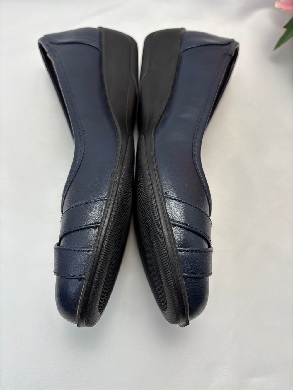 Life Stride Memory Foam Women 8.5 Navy Leather Slip-On Ballet Flats#410 - Picture 7 of 14